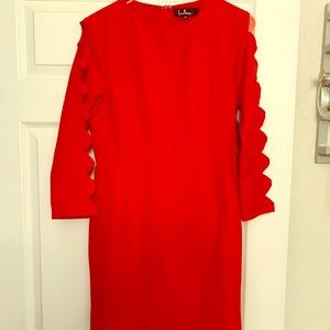 Red 3/4 Length Sleeve Special Occasion Dress